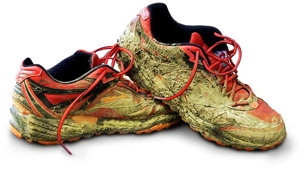 Gunky pine tree pollen on my Brooks Cascadia